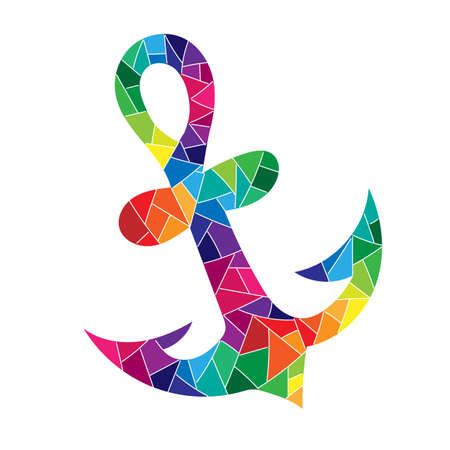 Anchor colorful illustration isolated on white background. Design element for logo, label, emblem, sign, poster, t-shirt print. Vector illustration.のイラスト素材