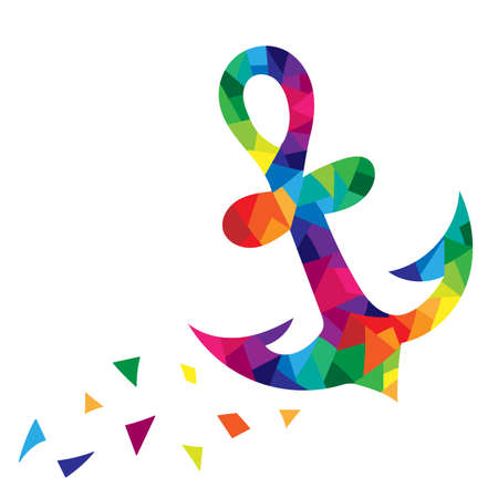 Anchor colorful polygonal illustration isolated on white background. Design element for logo, label, emblem, sign, poster, t-shirt print. Vector illustration.のイラスト素材
