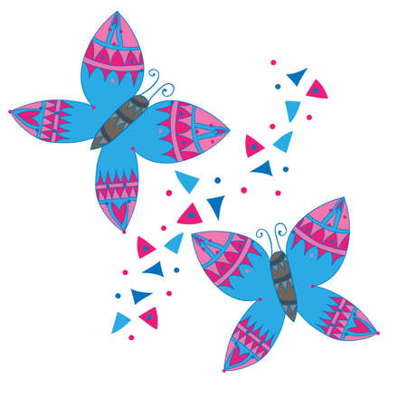 Abstract butterfly with geometric elements isolated on the white backgroundのイラスト素材