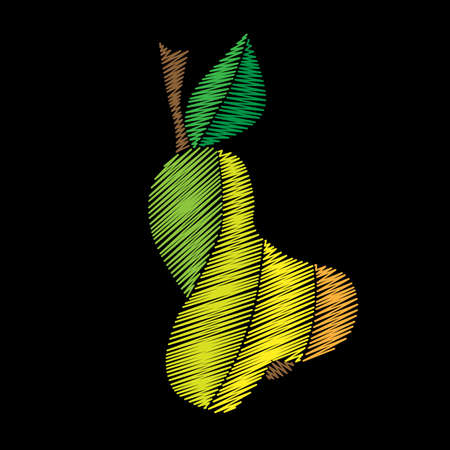 Pear embroideryのイラスト素材