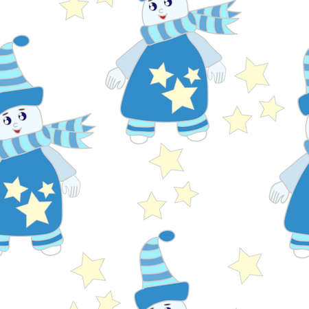 Seamless pattern with cute ice man for wrapping paper, wallpaper and other design. Winter cartoon.のイラスト素材