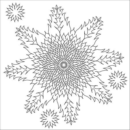 Black line abstract flower for adult coloring pages and other design.のイラスト素材