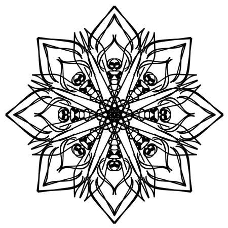 Black line abstract pattern isolated on the white background. Oriental ethnic ornament. Design element.のイラスト素材