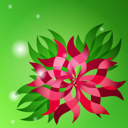Vector floral abstract background with flower and green leaf. For business presentation, greeting card and other design.のイラスト素材