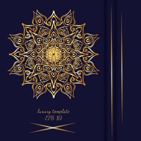 Vintage gold line luxury wedding background, antique, victorian ornament, baroque frame, card, ornate cover page, label luxury ornamental pattern ,template for design.のイラスト素材