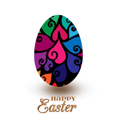 Easter colorful poster with Happy Easter text. Easter greeting card isolated on the white background.のイラスト素材
