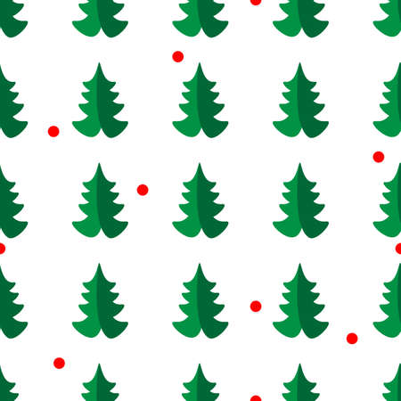 Simple seamless retro Christmas pattern with Xmas trees. Happy New Year background. Vector design for winter holidays on white background.のイラスト素材