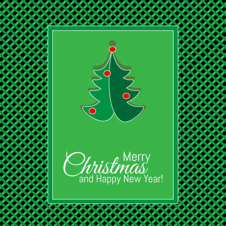Merry Christmas and Happy New Year green design greeting card. Vector design for winter holidays on green background.のイラスト素材