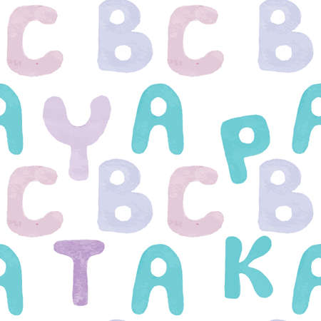 Nutsery seamless pattern with Alphabet letters. Cute alphabet seamless background.のイラスト素材