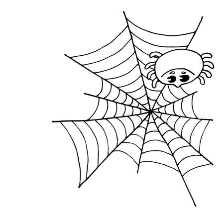 Halloween coloring page, line art Helloween isolated on the white background. Coloring sheets for Halloween party.のイラスト素材