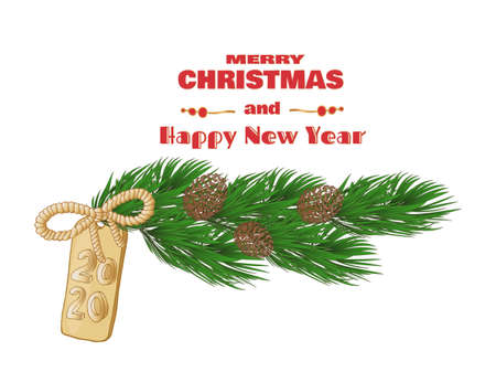 2020 Christmas greeting card, Xmas horizontal posters. New Year vector card.のイラスト素材