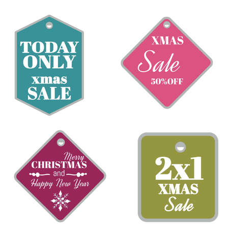 Christmas label or badge and tag design collection. Christmas sale label template design vector illustrationのイラスト素材