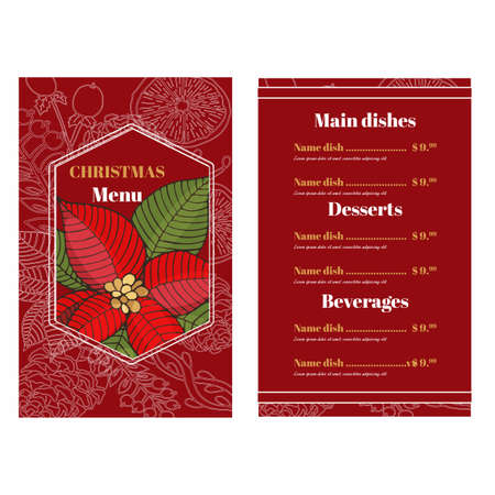 Merry Christmas Menu card templates vector illustration. Christmas menu template.のイラスト素材