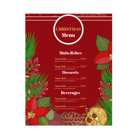 Merry Christmas Menu card templates vector illustration. Christmas menu template.のイラスト素材