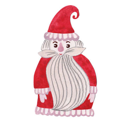 Watercolor Santa Claus isolated on white background. Bright banner with Santa Claus. Christmas watercolor Illustration.の写真素材