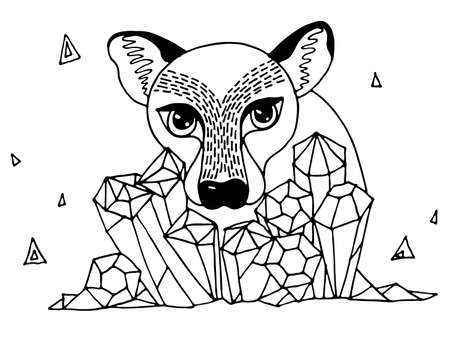 Black line animal isolated on the white background. Animal coloring book or page.のイラスト素材