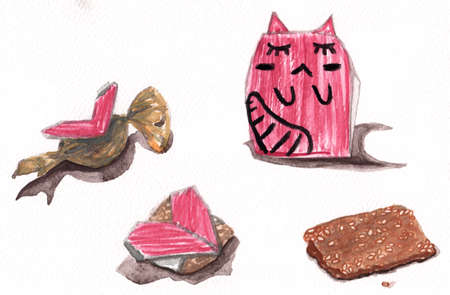 Watercolor tasty and candy on white background. Watercolor food.の写真素材