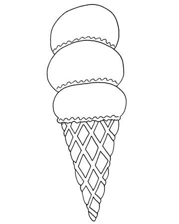 Vector Ice cream for coloring book for adult and kids. Black line Ice cream coloring page.のイラスト素材