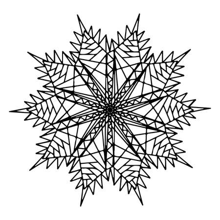 Round ornament in traditional Oriental pattern. Round motif Mandala. Isolated decorative element for card design, t-shirt print, ceramic tileのイラスト素材