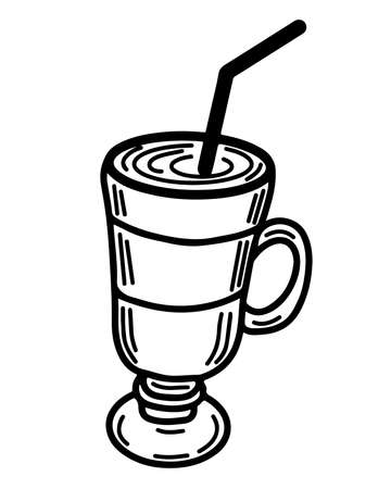 Isolated coffee machine vector for coloring book or page. Black line coffee machine.のイラスト素材