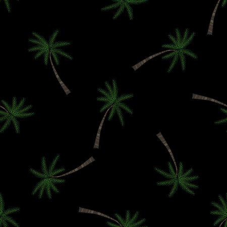 Little boat embroidery stitches imitation on black background. Embroidery vector illustration with ship.のイラスト素材