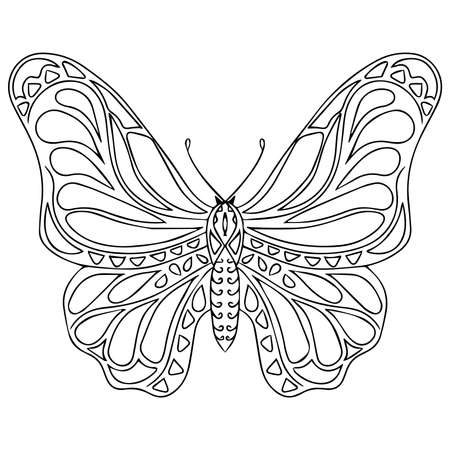 Abstract black line butterfly for different card, invitation, posters, placards, banners. Vector butterfly.のイラスト素材