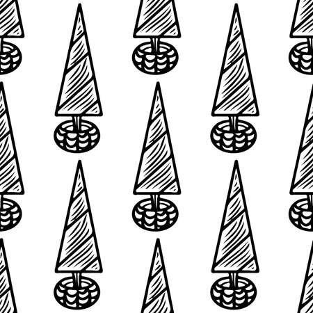 Seamless pattern with black line Christmas flower. Vector Christmas seamless pattern.のイラスト素材