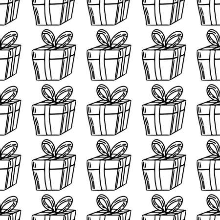 Seamless pattern with black line cupcake on white background. Vector seamless with cupcake.のイラスト素材