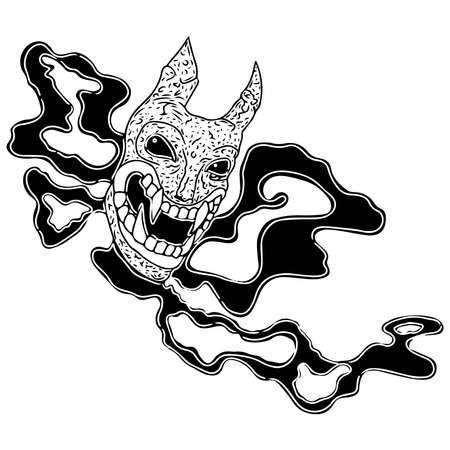Black vector fantasy skull in grunge style. Skull vector illustrationのイラスト素材