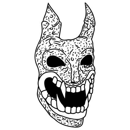 Black vector fantasy skull in grunge style. Skull vector illustrationのイラスト素材