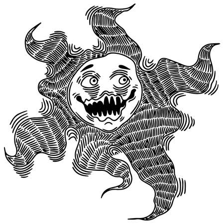 Black vector fantasy skull in grunge style. Skull vector illustrationのイラスト素材