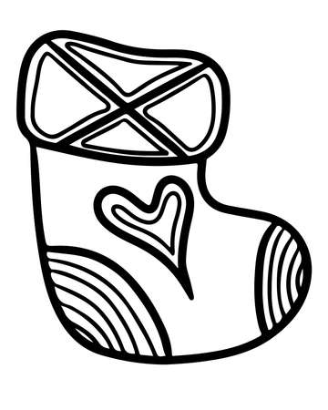 Vector holiday festive clothes pin element decor coloring. Holiday coloring pageのイラスト素材