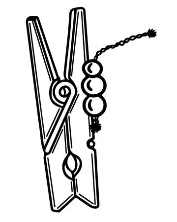 Vector holiday festive clothes pin element decor coloring. Holiday coloring pageのイラスト素材
