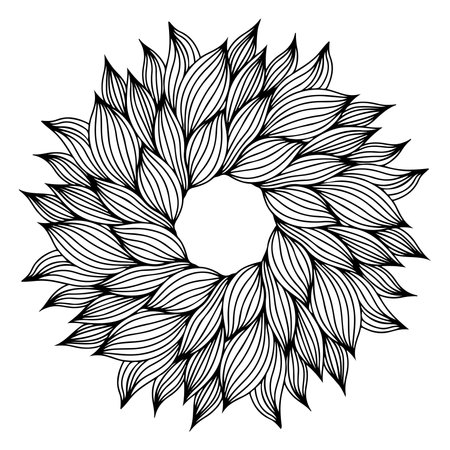Circular abstract picture. Vector round pattern for coloring page, tablecloth, sticker.のイラスト素材