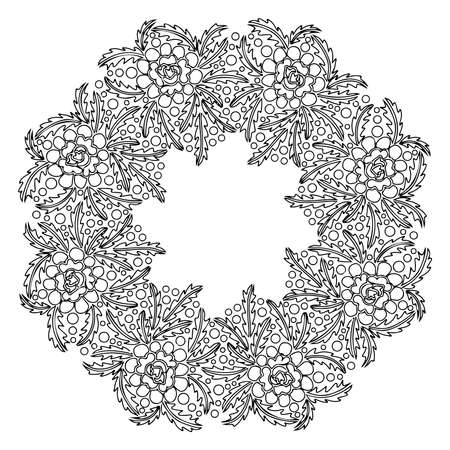 Circular abstract picture. Vector round pattern for coloring page, tablecloth, sticker.のイラスト素材
