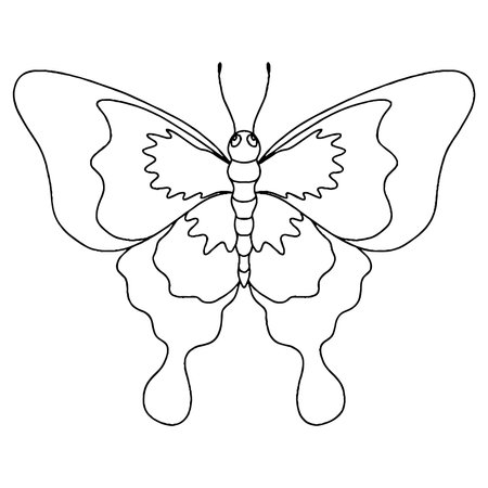 Black line butterfly for greeting card, coloring book. Vector butterfly isolatedのイラスト素材