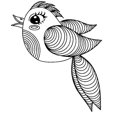 Bird for adult or child coloring book. Vector bird isolatedのイラスト素材