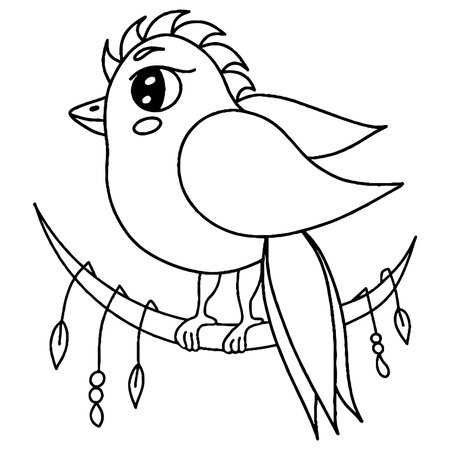 Bird for adult or child coloring book. Vector bird isolatedのイラスト素材