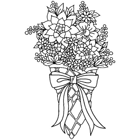 Vector Ice cream for coloring book for adults and kids. Black line Ice cream coloring page.のイラスト素材