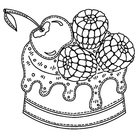 Vector Ice cream for coloring book for adults and kids. Black line Ice cream coloring page.のイラスト素材