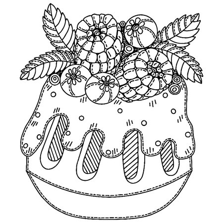 Vector Ice cream for coloring book for adults and kids. Black line Ice cream coloring page.のイラスト素材