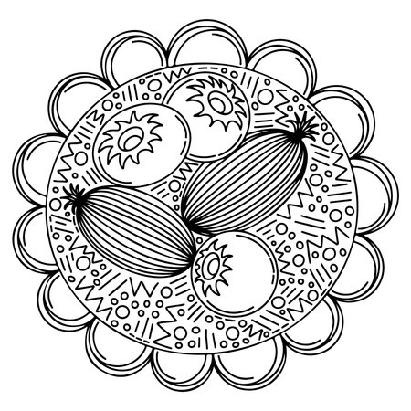 Vector dessert for coloring book for adults and kids. Black line dessert coloring page.のイラスト素材