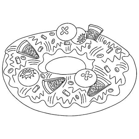 Vector Ice cream for coloring book for adults and kids. Black line Ice cream coloring page.のイラスト素材