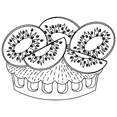 Vector dessert for coloring book for adults and kids. Black line dessert coloring page.のイラスト素材