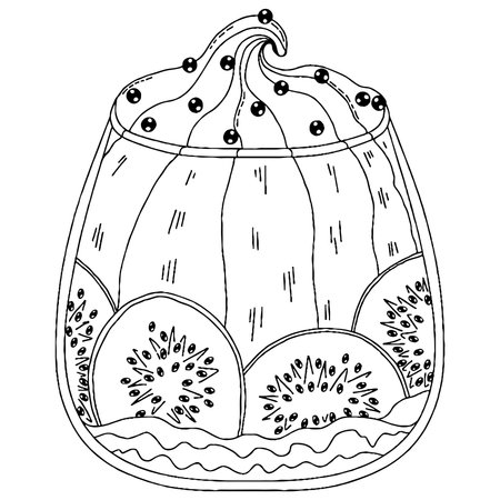 Vector Ice cream for coloring book for adults and kids. Black line Ice cream coloring page.のイラスト素材