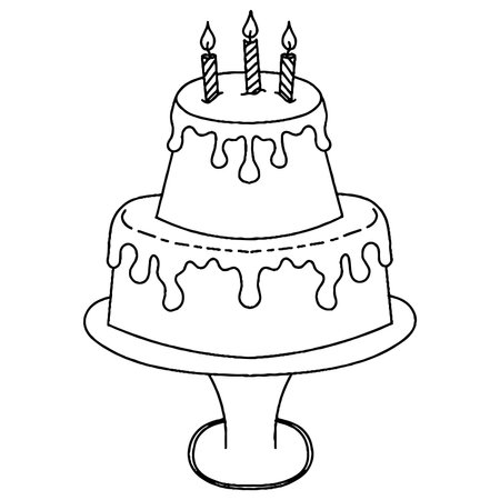Cute vector cake for coloring book or page. Vector dessert coloring.のイラスト素材