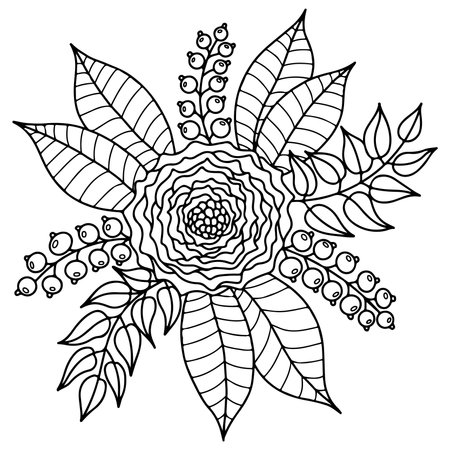 Vector beautiful flower for coloring book or page. isolated flowerのイラスト素材