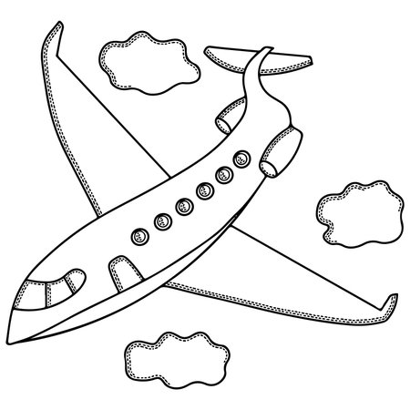 Vector airplane coloring book for kids or adults. Airplane vectorのイラスト素材