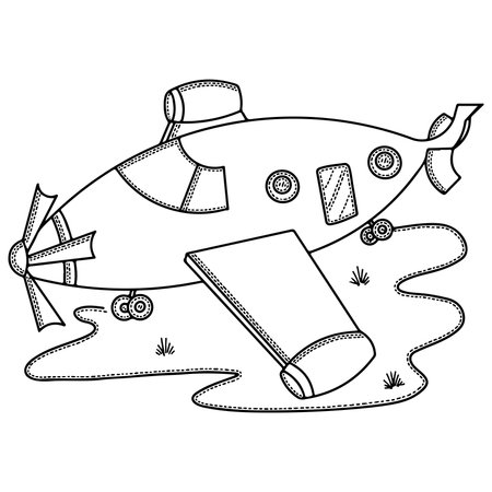 Vector airplane coloring book for kids or adults. Airplane vectorのイラスト素材