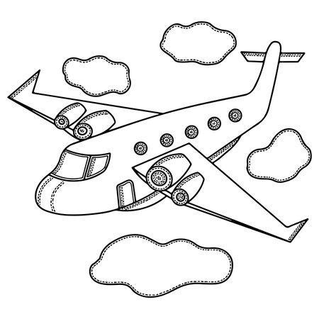 Vector airplane coloring book for kids or adults. Airplane vectorのイラスト素材